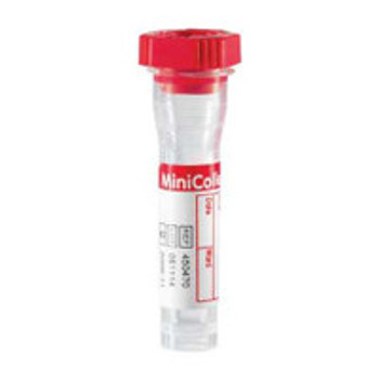 MiniCollect® Capillary Blood Collection Tube Clot Activator Additive 1 mL Rubber Cross-Section Cap Polypropylene Tube 450470 Box of 100