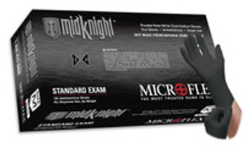 Exam Glove MICROFLEX® MidKnight 2X-Large NonSterile Nitrile Standard Cuff Length Fully Textured Black Fentanyl Tested MK-296-XXL Box of 1