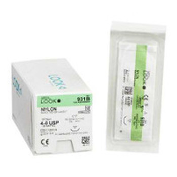 Nonabsorbable Suture with Needle LOOK® Nylon C-17 3/8 Circle Reverse Cutting Needle Size 4 - 0 Monofilament 931B Box of 12