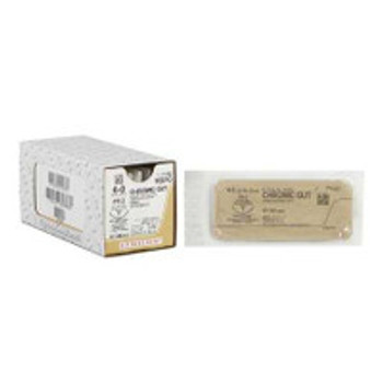 Absorbable Suture with Needle Chromic Gut PS-2 3/8 Circle Precision Reverse Cutting Needle Size 4 - 0 1637G Box of 12