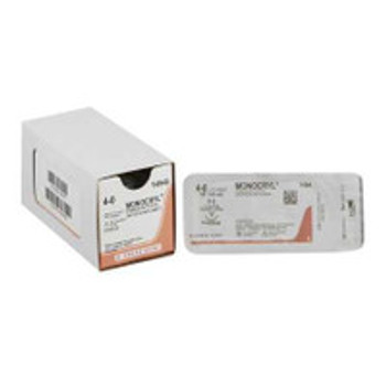 Monocryl Absorbable Suture with Needle, Poliglecaprone, Precision Reverse Cutting Needle, Size 4-0, 13 mm, Monofilament  Y494G, Box of 12