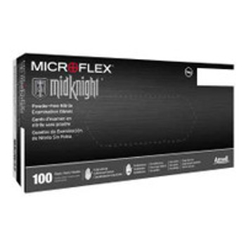 Exam Glove MICROFLEX® MidKnight 2X-Large NonSterile Nitrile Standard Cuff Length Fully Textured Black Fentanyl Tested MK-296-XXL Case of 10