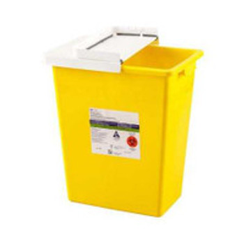 Chemotherapy Waste Container SharpSafety Yellow Base 10 H x 10-1/2 W x 7-1/4 D Inch Horizontal / Vertical Entry 2 Gallon 8982 Pack of 1