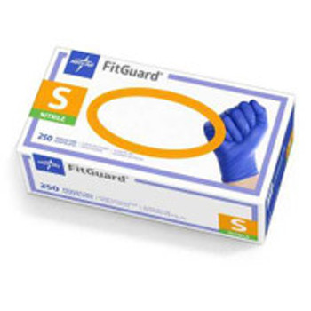 Exam Glove FitGuard Small NonSterile Nitrile Standard Cuff Length Textured Fingertips Blue Chemo Tested FG2501 Case of 2500