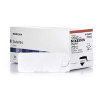 Absorbable Suture with Needle McKesson Polyglycolic Acid / PCL P-12 3/8 Circle Precision Reverse Cutting Needle Size 3 - 0 Monofilament SY427H Box of 1
