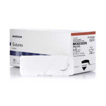 Absorbable Suture with Needle McKesson Polyglycolic Acid / PCL P-12 3/8 Circle Precision Reverse Cutting Needle Size 4 - 0 Monofilament SY426H Box of 1