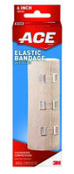 Elastic Bandage 3M ACE 6 Inch x 5-1/3 Foot Clip Detached Closure Tan NonSterile Standard Compression 207315 Pack of 1