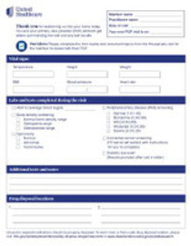 Check List Form Signigyhealth PCP Screening 8 x 10 Inch UHCCHKLIST Case of 12