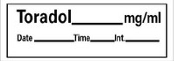 Drug Label Barkley® Anesthesia Label Tape Toradol White 1/2 x 1-1/2 Inch AN-201 Roll of 1