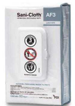 Sani-Cloth® AF3 Surface Disinfectant Cleaner Premoistened Germicidal Manual Pull Wipe 80 Count Hard Case Unscented NonSterile M8063S80 Pack of 80