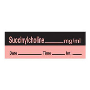 Drug Label Tape Timemed Anesthesia Succinylcholine 1/2 x 1-1/2 in AN-20 Roll of 1