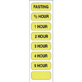 Pre-Printed Label Advisory Label Fluorescent Yellow Paper Fasting/1/2 Hour/1 Hour/2 Hour/3 Hour/4 Hour/5 Hour Black Safety and Instructional 1/2 x 1-1/4 Inch 59707939 Pack of 100