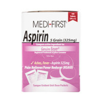 Pain Relief Medi-First® 325 mg Strength Aspirin Unit Dose Tablet 100 per Box 80533 Box of 1