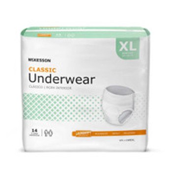 Unisex Adult Absorbent Underwear McKesson Classic Pull On with Tear Away Seams X-Large Disposable Light Absorbency UWEXL Bag of 1
