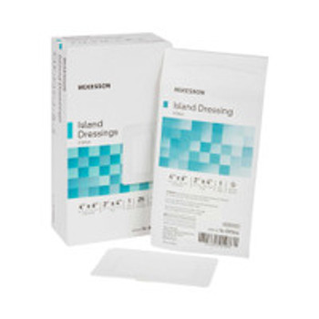 Adhesive Dressing McKesson 4 x 6 Inch Polypropylene / Rayon Rectangle White Sterile 16-89046 Box of 25