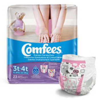 Female Toddler Training Pants Comfees® Pull On with Tear Away Seams Size 3T to 4T Disposable Moderate Absorbency CMF-G3 Case of 138