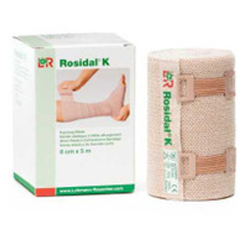 Compression Bandage Rosidal K 3-1/5 Inch x 5-1/2 Yard High Compression Clip Detached Closure Tan NonSterile 90686 Case of 20