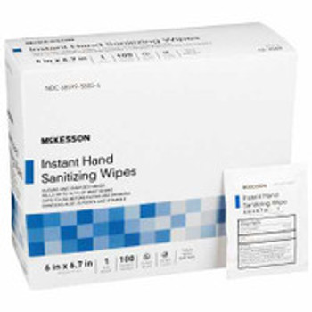 Hand Sanitizing Wipe McKesson 100 Count Ethyl Alcohol Wipe Individual Packet 16-3500 Case of 1000