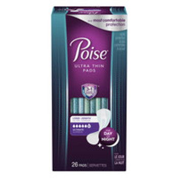 Bladder Control Pad Poise Ultra Thin Heavy Absorbency Absorb-Loc Core One Size  Adult Female Disposable 51415 Pack of 26
