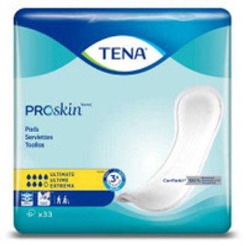 Bladder Control Pad TENA ProSkin Ultimate 16 Inch Length Heavy Absorbency Dry-Fast Core One Size  47709 Bag of 33