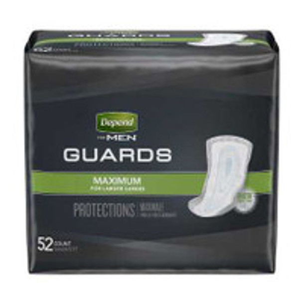 Bladder Control Pad Depend® Guards for Men 12 Inch Length Heavy Absorbency Sodium Polyacrylate Core One Size  13792 Case of 104