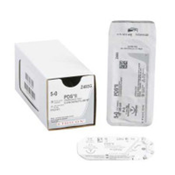 Absorbable Suture with Needle PDS II Polydioxanone P-3 3/8 Circle Precision Reverse Cutting Needle Size 5 - 0 Monofilament Z493G Box of 12