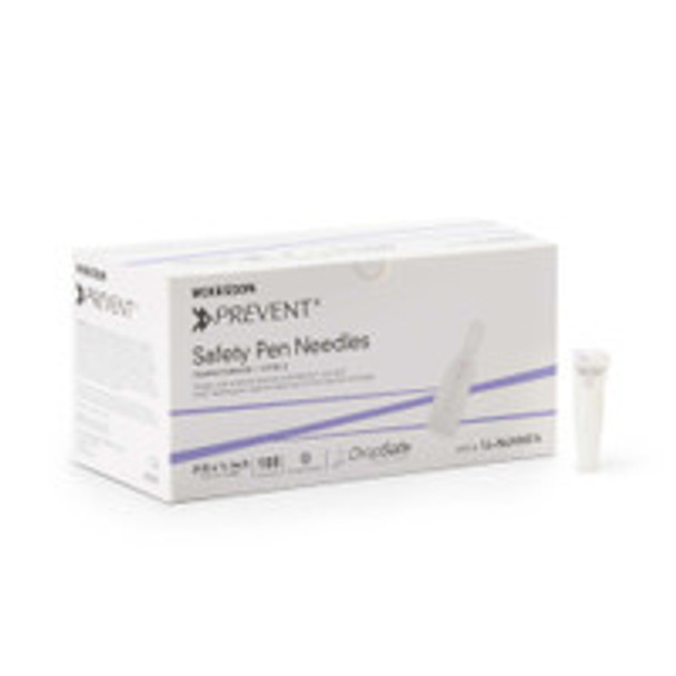 McKesson Prevent Safety Insulin Pen Needle, 31 G x 6 mm, Automatic Safety Without Back-End Shield  16-N6MMPA, Box of 100