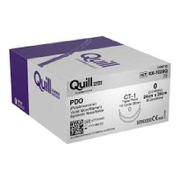 Absorbable Suture with Needle Quill Knotless Tissue-Closure Device PDO (Polydioxanone) 1/2 Circle Taper Point Needle Size 0 Barbed Monofilament RX-1029Q Box of 1