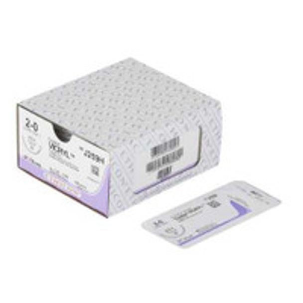 Absorbable Suture with Needle Coated Vicryl Polyglactin 910 CT-1 1/2 Circle Taper Point Needle Size 2 - 0 Braided J259H Box of 36