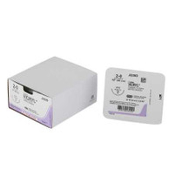 Absorbable Suture with Needle Coated Vicryl Polyglactin 910 CT-1 1/2 Circle Taper Point Needle Size 2 - 0 Braided J839D Box of 12