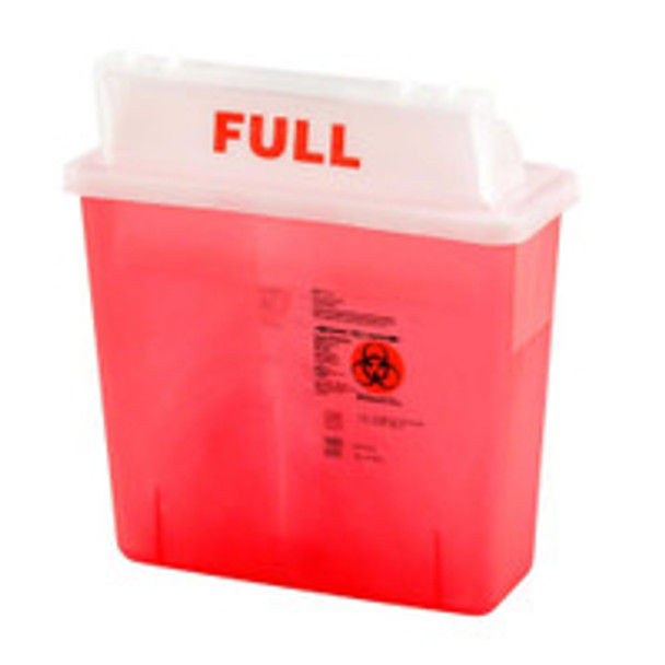 Sharps Container SharpStar In-Room Translucent Red Base 16-1/2 H x 13-3/4 W x 6 D Inch Horizontal Entry 3 Gallon 8537SA Case of 10