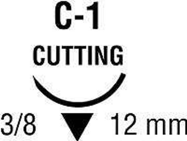 Nonabsorbable Suture with Needle Monosof~Dermalon Nylon C-1 3/8 Circle Reverse Cutting Needle Size 6 - 0 Monofilament SN-770G Box of 1