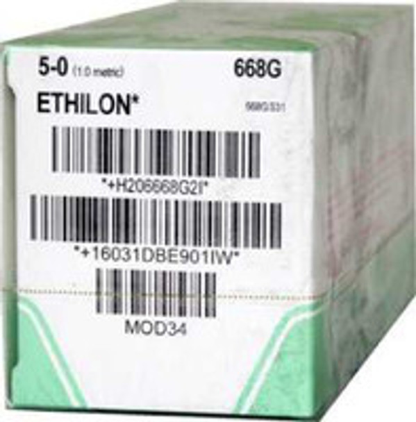 Nonabsorbable Suture with Needle Ethilon Nylon C-2 3/8 Circle Reverse Cutting Needle Size 5 - 0 Monofilament 668G Box of 12