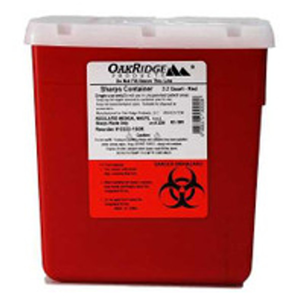 Sharps Container OakRidge Translucent Red Base 6-1/3 L x 4-2/3 W x 6-1/3 H Inch Vertical Entry 0.55 Gallon 0322-150R Case of 60