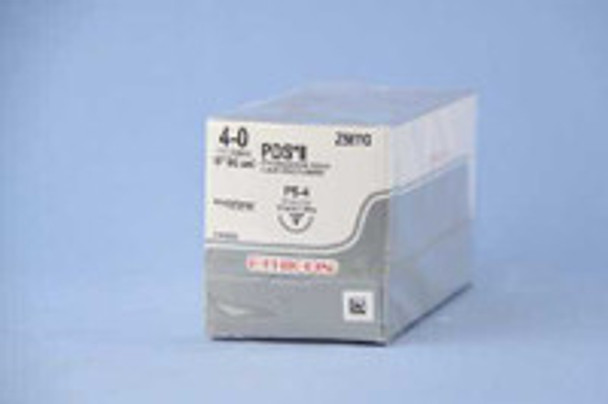 Absorbable Suture with Needle PDS II Polydioxanone PS-4 1/2 Circle Reverse Cutting Needle Size 4 - 0 Monofilament Z507G Box of 12