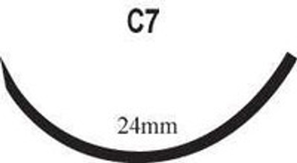Absorbable Suture with Needle PolySyn Polyglycolic Acid C-7 3/8 Circle Reverse Cutting Needle Size 3 - 0 Braided 442B Box of 12