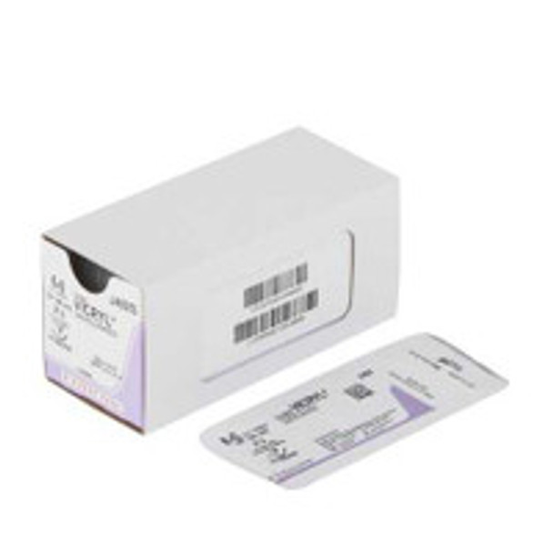 Absorbable Suture with Needle Coated Vicryl Polyglactin 910 P-3 3/8 Circle Precision Reverse Cutting Needle Size 6 - 0 Braided J492G Box of 12