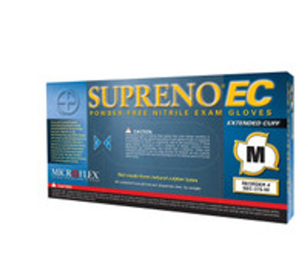 Exam Glove Supreno® EC Medium NonSterile Nitrile Extended Cuff Length Textured Fingertips Blue Chemo Tested / Fentanyl Tested SEC-375-M Case of 500