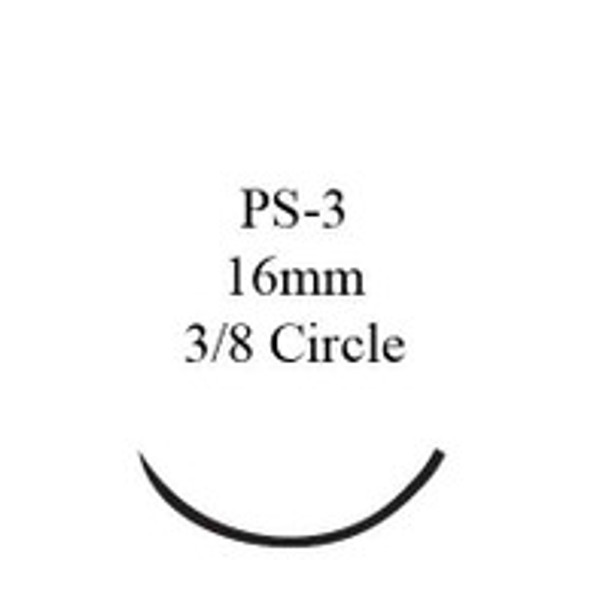 Nonabsorbable Suture with Needle Ethilon Nylon PS-3 3/8 Circle Reverse Cutting Needle Size 6 - 0 Monofilament 1665G Box of 12