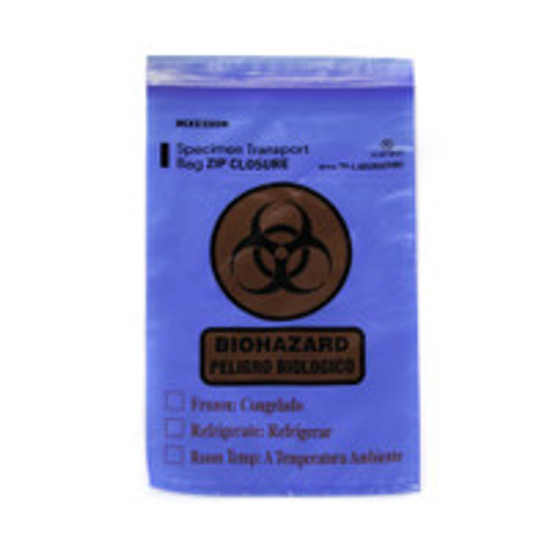 Specimen Transport Bag with Document Pouch McKesson 6 x 9 Inch Zip Closure Biohazard Symbol / Storage Instructions NonSterile 79-LAB20609BE Pack of 1