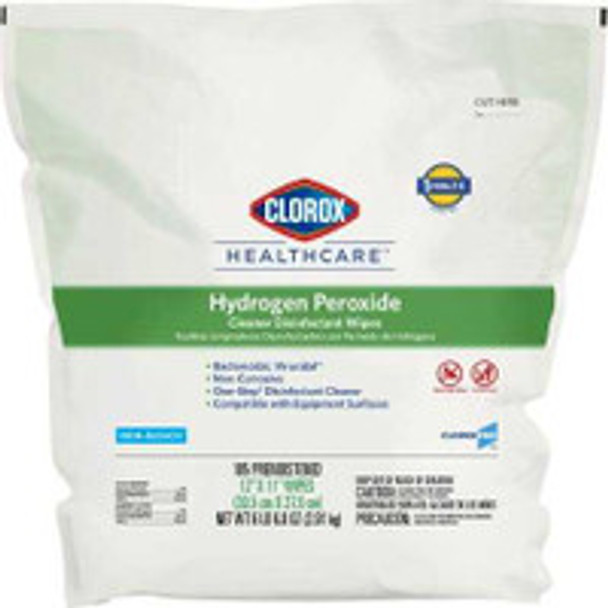 Clorox Healthcare® Surface Disinfectant Cleaner Premoistened Hydrogen Peroxide Based Manual Pull Wipe 185 Count Pouch Unscented NonSterile 30827 Case of 2