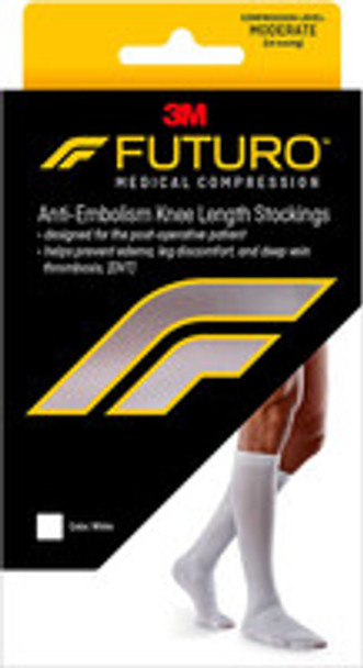 Anti-embolism Stocking 3M Futuro Knee High X-Large / Regular White Closed Toe 71059EN Pair of 1