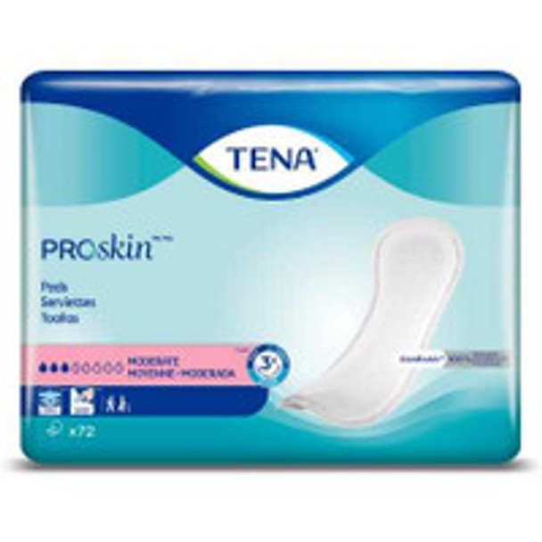 Bladder Control Pad TENA ProSkin Moderate 11 Inch Length Moderate Absorbency Dry-Fast Core One Size  41309 Case of 216