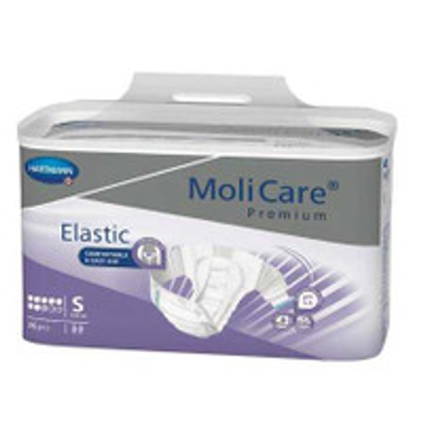 Unisex Adult Incontinence Brief MoliCare® Premium Elastic 8D Small Disposable Heavy Absorbency 165471 Case of 78