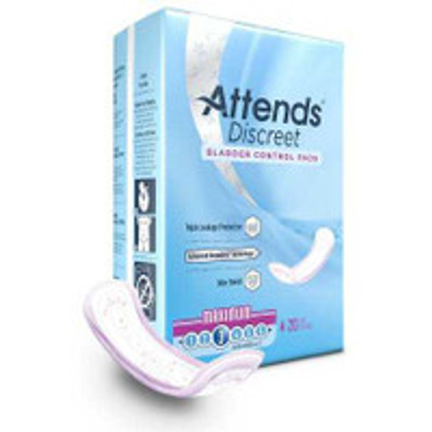 Bladder Control Pad Attends® Discreet Maximum 13 Inch Length Heavy Absorbency Polymer Core One Size  ADPMAX Bag of 20