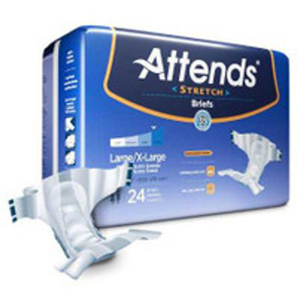 Unisex Adult Incontinence Brief Attends® Stretch Large / X-Large Disposable Heavy Absorbency DDSLXL Bag of 24