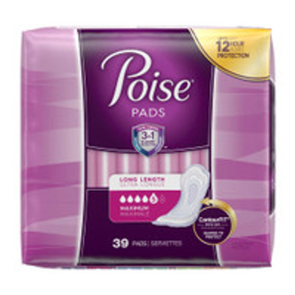 Bladder Control Pad Poise® 14.6 Inch Length Heavy Absorbency Sodium Polyacrylate Core One Size  44561 Case of 78