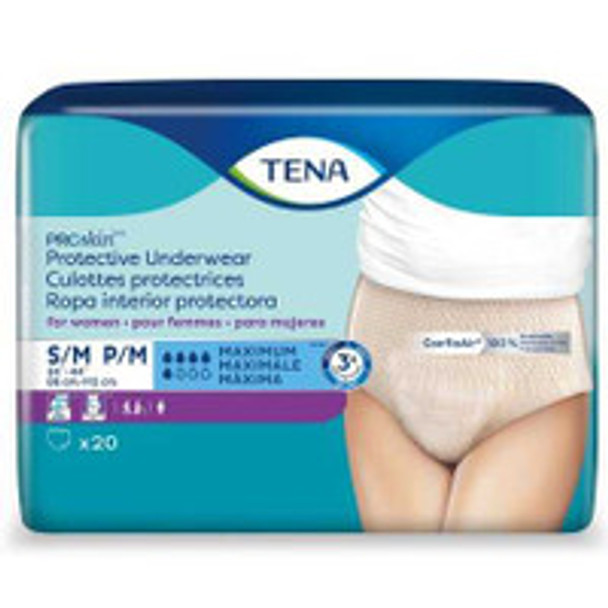 Female Adult Absorbent Underwear TENA® ProSkin Protective Pull On with Tear Away Seams Small / Medium Disposable Moderate Absorbency 73020 Case of 80