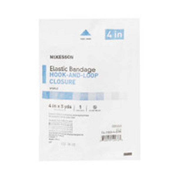 Elastic Bandage McKesson 4 Inch x 5 Yard Hook and Loop Closure Tan Sterile Standard Compression 16-1033-4-STR Case of 36