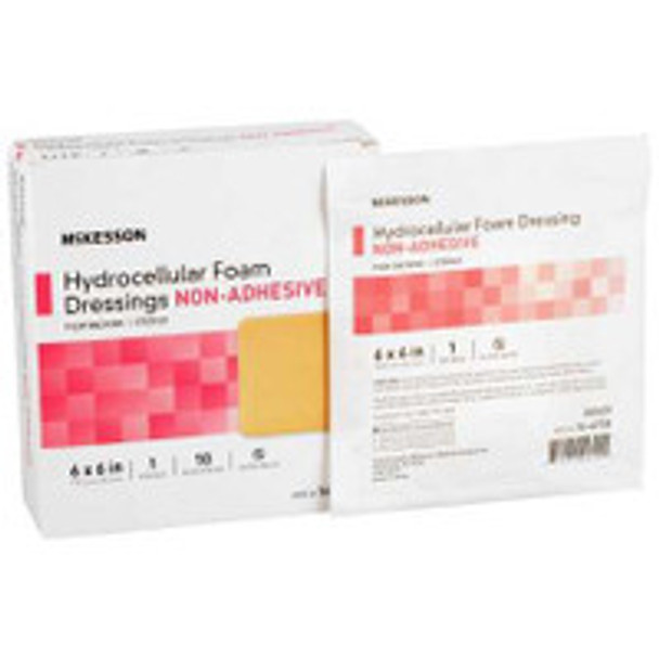 Foam Dressing McKesson 6 x 6 Inch Without Border Film Backing Nonadhesive Square Sterile 16-4738 Case of 100